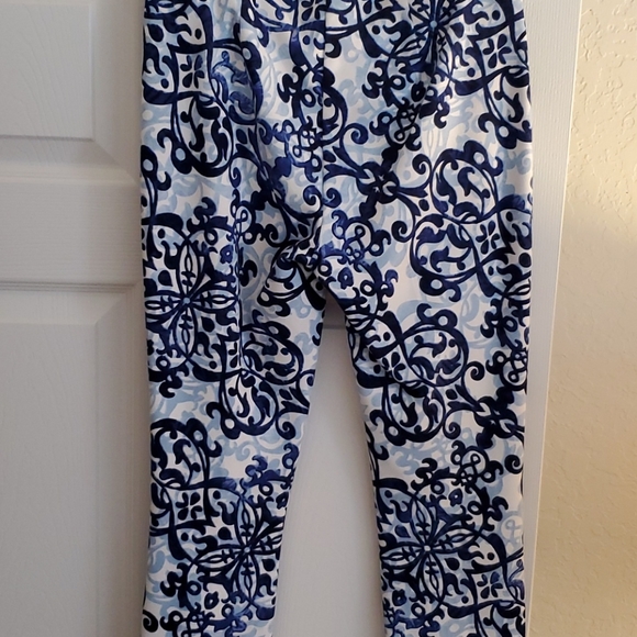 Chico's Navy Scroll Juliet Flat Front Pants - Picture 7 of 12